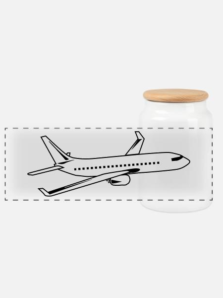 Flugzeug - Panorama Keksdose mit Holzdeckel - Weiß