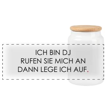 Ich bin DJ - Panorama Keksdose mit Holzdeckel - Weiß - Vorne