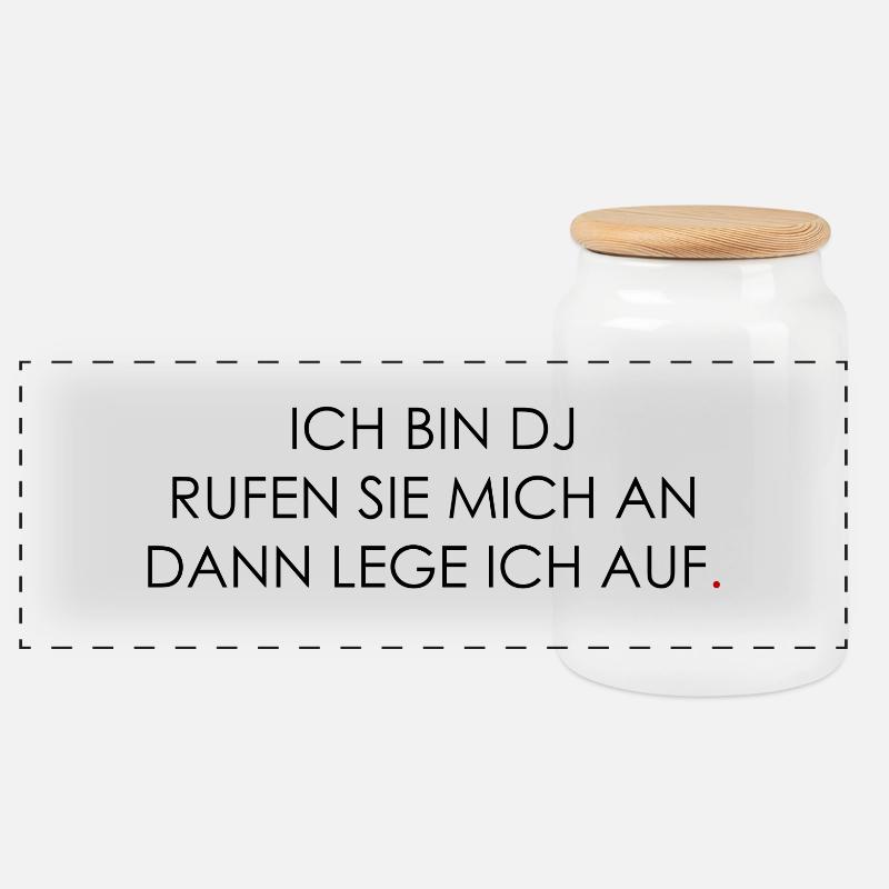 Ich bin DJ - Panorama Keksdose mit Holzdeckel - Weiß