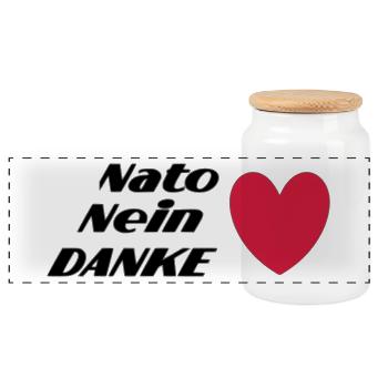 Nato Nein DANKE - Panorama Keksdose mit Holzdeckel - Weiß - Vorne