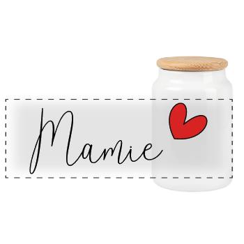 MAMIE. FÊTE DES MÈRES. BONNE FÊTE MAMIE. JE T'AIME - Boîte à biscuits avec couvercle en bois - blanc - Devant