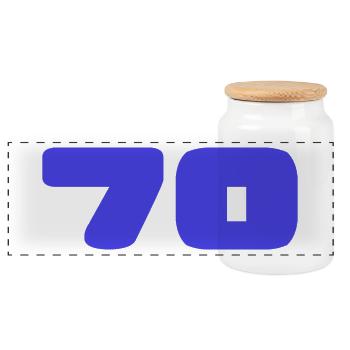 70. 70 JAHRE. 70-JÄHRIGES JUBILÄUM. GEBURTSTAG 70 JAHRE. - Panorama Keksdose mit Holzdeckel - Weiß - Vorne
