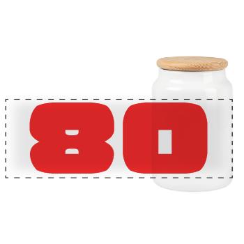 80. 80 JAHRE. 80-JÄHRIGES JUBILÄUM. GEBURTSTAG 80 JAHRE. - Panorama Keksdose mit Holzdeckel - Weiß - Vorne