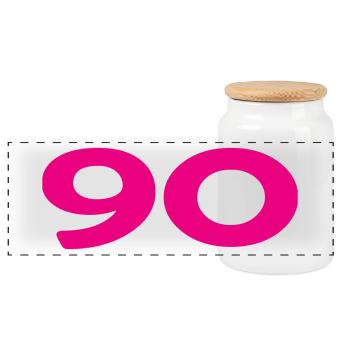 90. 90 YEARS. 90TH ANNIVERSARY. 90TH ANNIVERSARY. - Panoramic Cookie Jar with Wooden Lid - white - Front