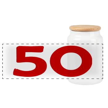 50. 50 ANS. 50e ANNIVERSAIRE. ANNIVERSAIRE 50 ANS. - Boîte à biscuits avec couvercle en bois - blanc - Devant