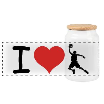 I love Baseball - Sports Design - Panoramic Cookie Jar with Wooden Lid - white - Front