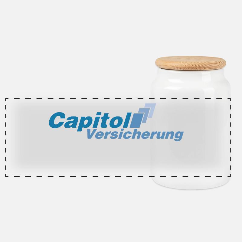 Stromberg Capitol Versicherung Personalisierbar - Panorama Keksdose mit Holzdeckel - Weiß