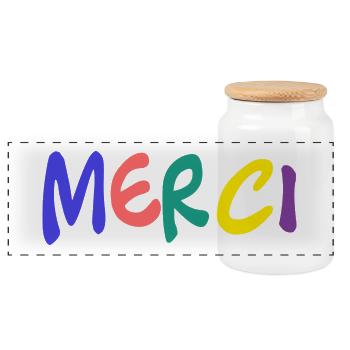 MERCI. MAÎTRESSE. MAÎTRE. MERCI MAÎTRESSE - Boîte à biscuits avec couvercle en bois - blanc - Devant