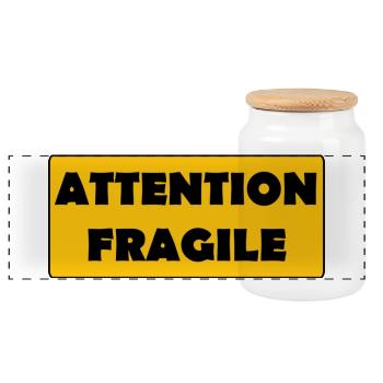 Attention Fragile - Boîte à biscuits avec couvercle en bois - blanc - Devant