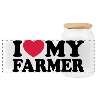 I love my farmer - Boîte à biscuits avec couvercle en bois - blanc - Devant