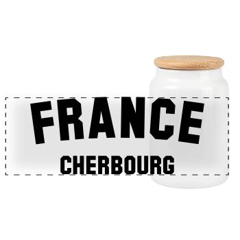 CHERBOURG France Frankreich - Panoramic Cookie Jar with Wooden Lid - white - Front