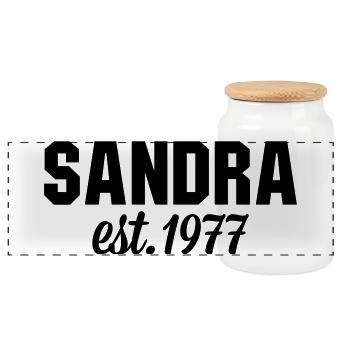 Sandra est 1977 - Panorama Keksdose mit Holzdeckel - Weiß - Vorne