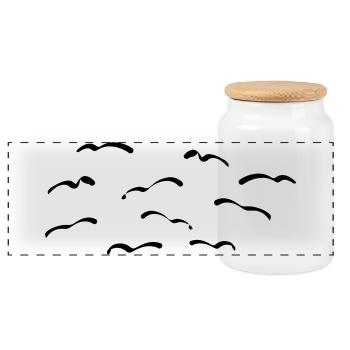 Oiseaux - Boîte à biscuits avec couvercle en bois - blanc - Devant