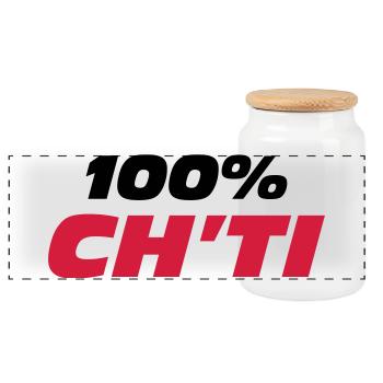 100% Ch'ti - Panorama Keksdose mit Holzdeckel - Weiß - Vorne