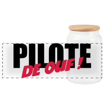 Pilote de ouf ! - Boîte à biscuits avec couvercle en bois - blanc - Devant
