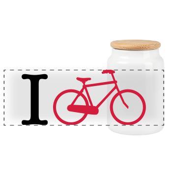 Radfahren - Panorama Keksdose mit Holzdeckel - Weiß - Vorne