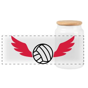 Volleyball - Volley Ball - Sport - Sportsman - Panoramic Cookie Jar with Wooden Lid - white - Front