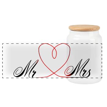 Mr. & Mrs - Panorama Keksdose mit Holzdeckel - Weiß - Vorne