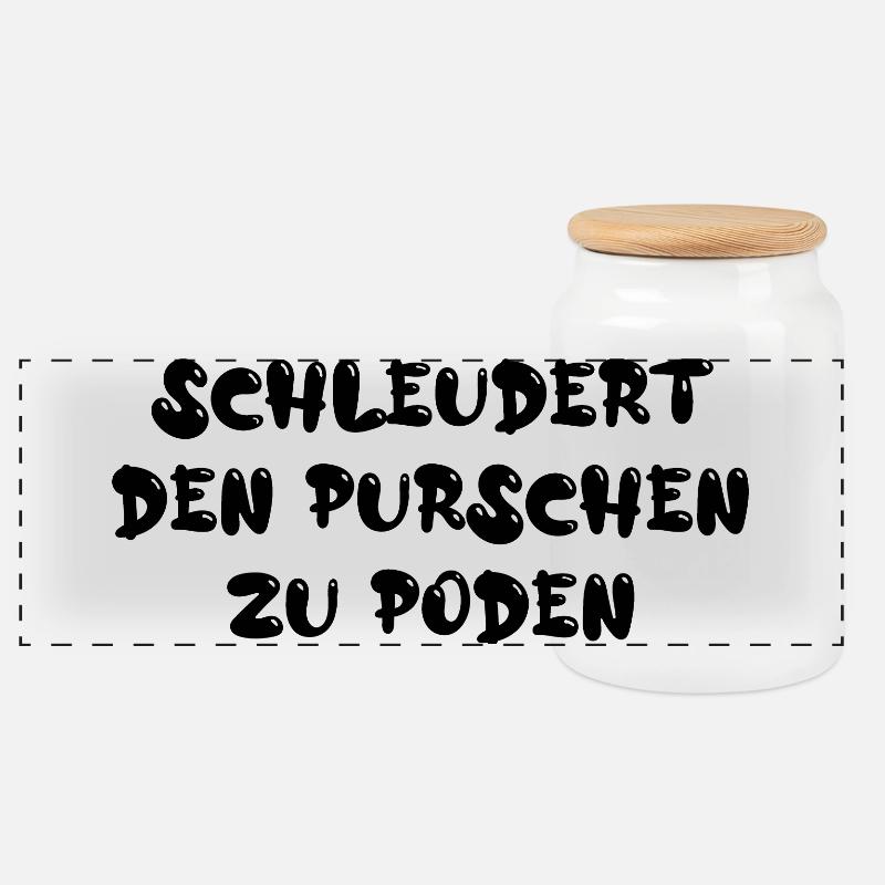 Schleudert den Purschen zu Poden - Panorama Keksdose mit Holzdeckel - Weiß