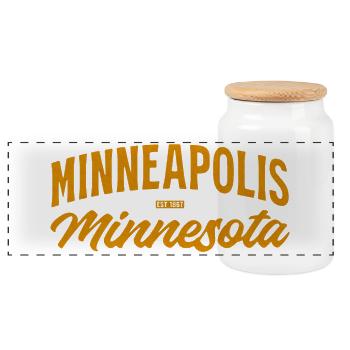 Minneapolis Script Vintage Orange - Panorama Keksdose mit Holzdeckel - Weiß - Vorne