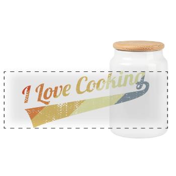 Cook Lover - Panoramic Cookie Jar with Wooden Lid - white - Front