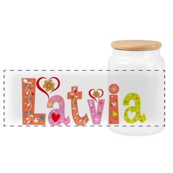 Nom personnalisé Lettonie - Boîte à biscuits avec couvercle en bois - blanc - Devant