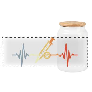Tiermedizin Spritze EKG - Panorama Keksdose mit Holzdeckel - Weiß - Vorne