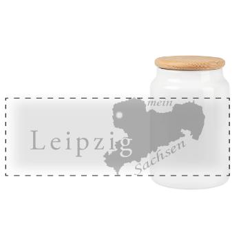 Leipzig - Mein Sachsen - Heimatstadt - Panorama Keksdose mit Holzdeckel - Weiß - Vorne