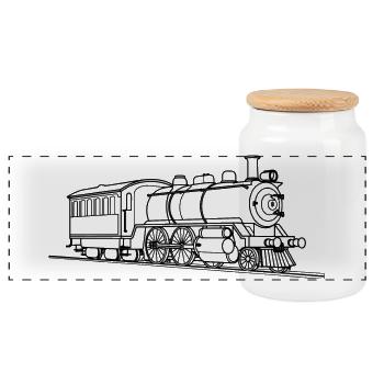 Dessin de locomotive - Boîte à biscuits avec couvercle en bois - blanc - Devant