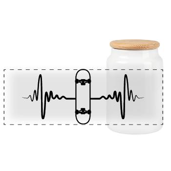 Skateboard Pulse Rate - Panoramic Cookie Jar with Wooden Lid - white - Front