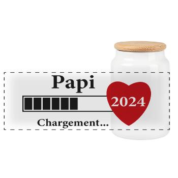 Opa - zukünftiger Opa Loading - Panorama Keksdose mit Holzdeckel - Weiß - Vorne