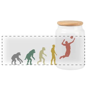 retro Volleyball Evolution Beachvolleyball vintage - Panorama Keksdose mit Holzdeckel - Weiß - Vorne