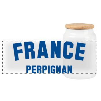 PERPIGNAN, France, France - Boîte à biscuits avec couvercle en bois - blanc - Devant