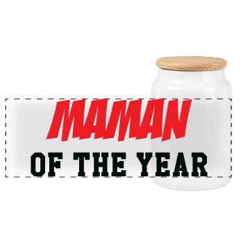 Mama des Jahres - Muttertag - Panorama Keksdose mit Holzdeckel - Weiß - Vorne