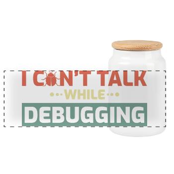 I Can't Talk While Debugging - Panorama Keksdose mit Holzdeckel - Weiß - Vorne