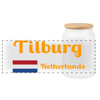 Tilburg, Pays-Bas- Imprimés élégants - Boîte à biscuits avec couvercle en bois - blanc - Devant