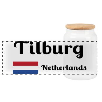 Tilburg, Pays-Bas- Imprimés élégants - Boîte à biscuits avec couvercle en bois - blanc - Devant