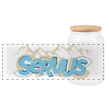 Servus Panorama - Panorama Keksdose mit Holzdeckel - Weiß - Vorne
