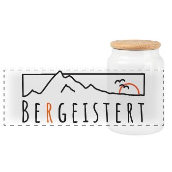 Bergeistert Berge Begeisterung Sonne Wandern Trail - Panorama Keksdose mit Holzdeckel - Weiß - Vorne