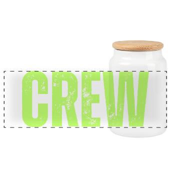Crew Typography grün - Panorama Keksdose mit Holzdeckel - Weiß - Vorne