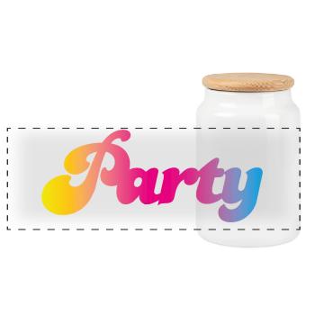 Party Verlauf feiern Mallorca farbenfroh Farbe Fun - Panorama Keksdose mit Holzdeckel - Weiß - Vorne