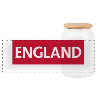England Colored National Flag Design - Panoramic Cookie Jar with Wooden Lid - white - Front