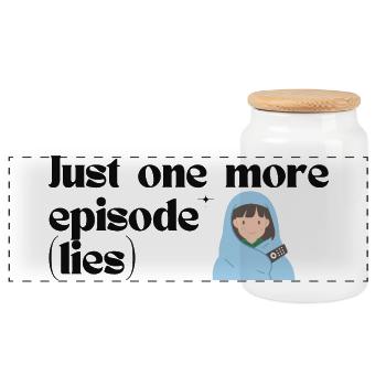 Just One More Episode K-Drama Binge merch design - Panoramic Cookie Jar with Wooden Lid - white - Front