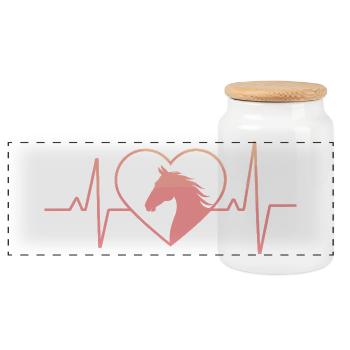 Cheval et coeur - Boîte à biscuits avec couvercle en bois - blanc - Devant