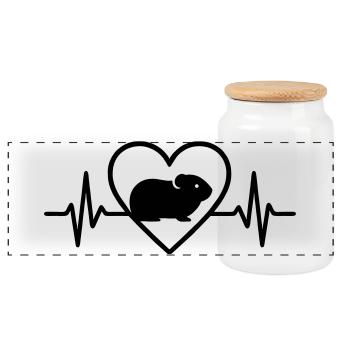 Guinea Pig Heart - Panoramic Cookie Jar with Wooden Lid - white - Front
