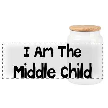 I am the middle child - Boîte à biscuits avec couvercle en bois - blanc - Devant