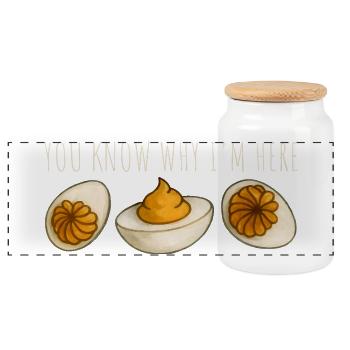 You Know Why I'm Here Eggs - Panoramic Cookie Jar with Wooden Lid - white - Front
