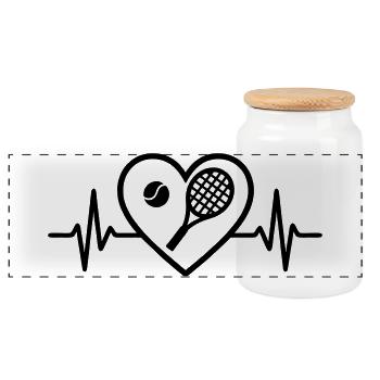 Tennis Cœur - Boîte à biscuits avec couvercle en bois - blanc - Devant