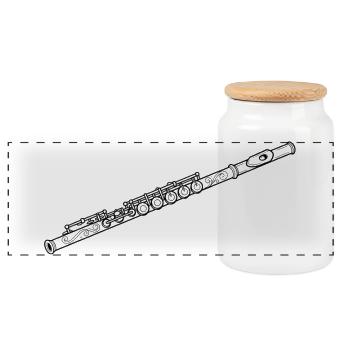 Ornement flûte décor floral - Boîte à biscuits avec couvercle en bois - blanc - Devant