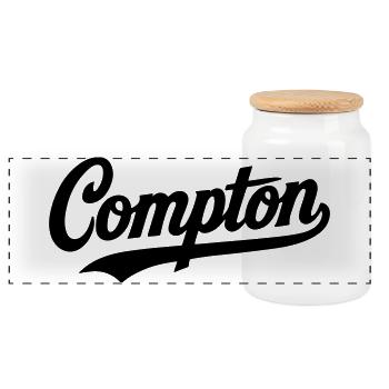 Compton Shirt Retro Vintage Old school Rap hip hop - Panoramic Cookie Jar with Wooden Lid - white - Front